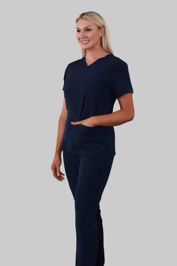 V-Neck Two Pockets Scrub Top (Navy) - Image 3