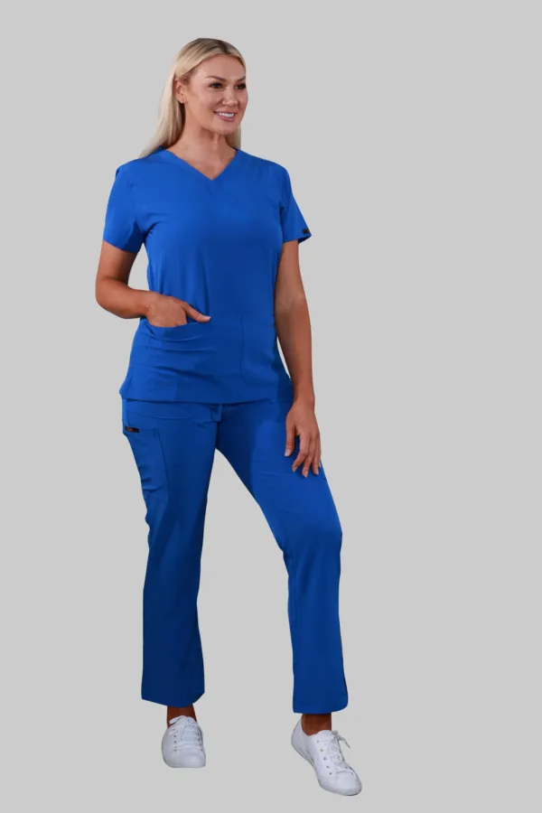 V-Neck Two Pockets Scrub Top (Royal) - Image 3