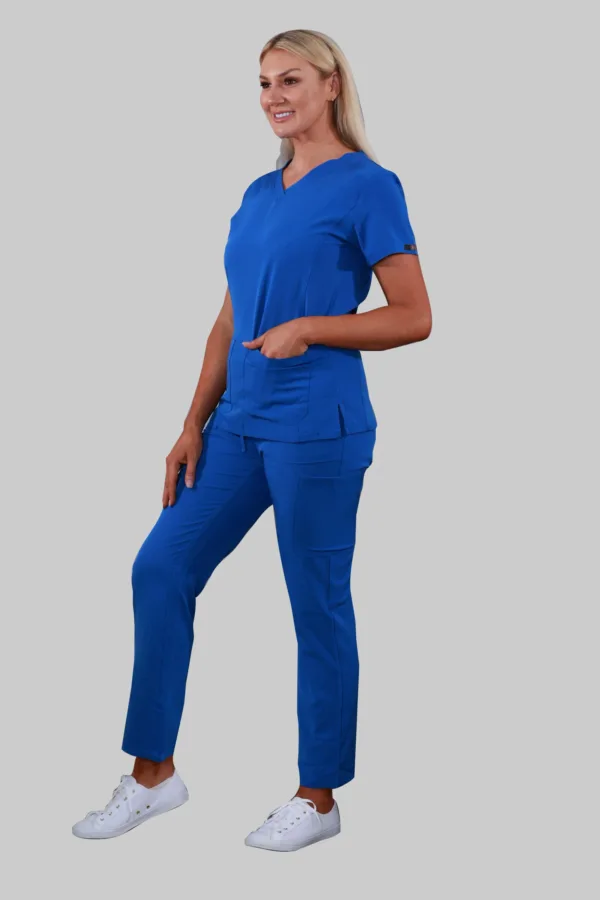 V-Neck Two Pockets Scrub Top (Royal) - Image 2