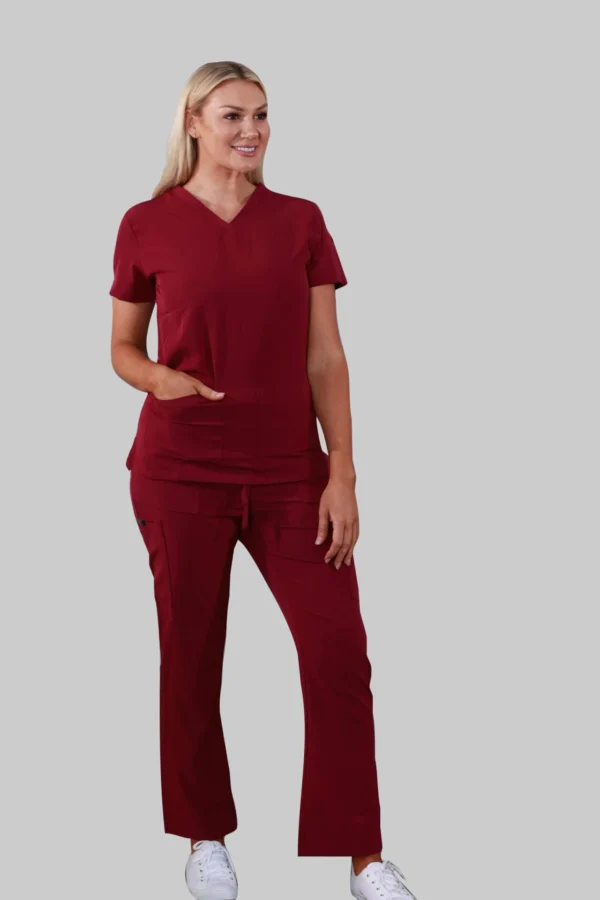 Four Pockets Scrub Pants (Wine) - Image 2