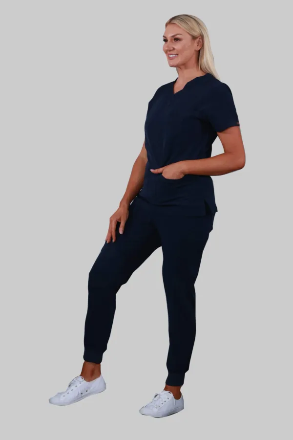 V-Neck Four Pockets Scrub Top (Navy) - Image 3