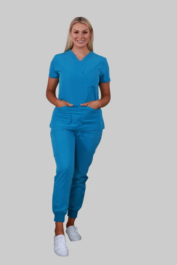 Six Pockets Jogger Scrub Pants (Teal) - Image 4