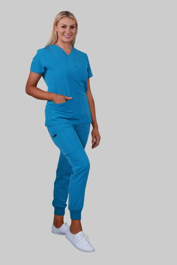 Six Pockets Jogger Scrub Pants (Teal) - Image 3