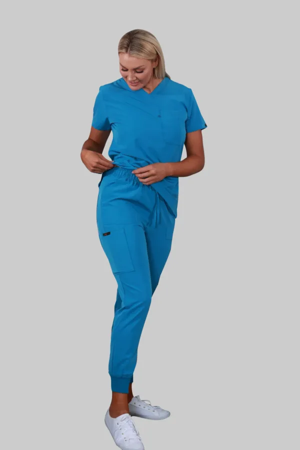 Top and Jogger Scrub Pair (Teal) - Image 4