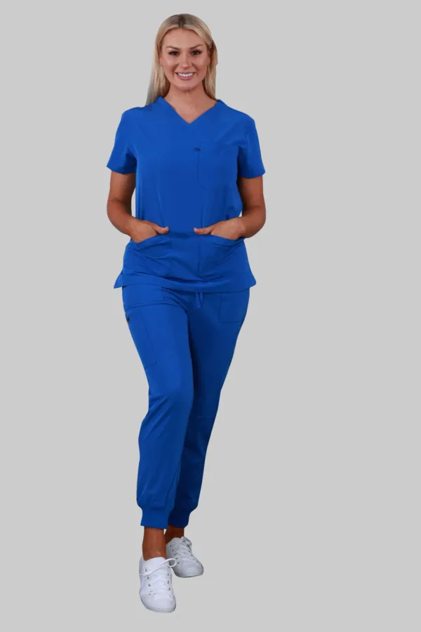 V-Neck Four Pockets Scrub Top (Royal) - Image 2