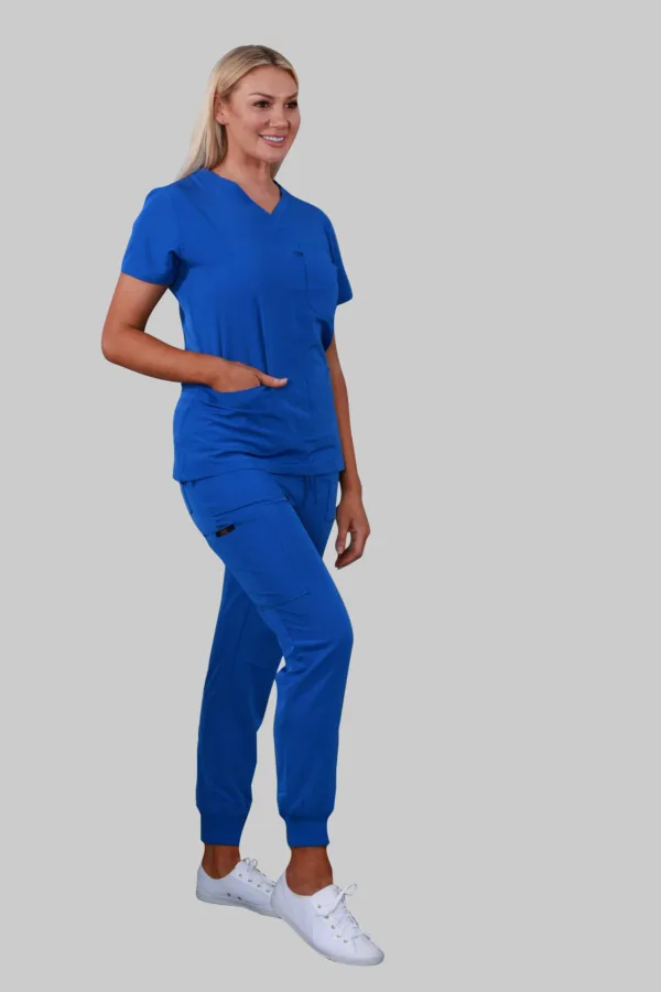 V-Neck Four Pockets Scrub Top (Royal) - Image 3